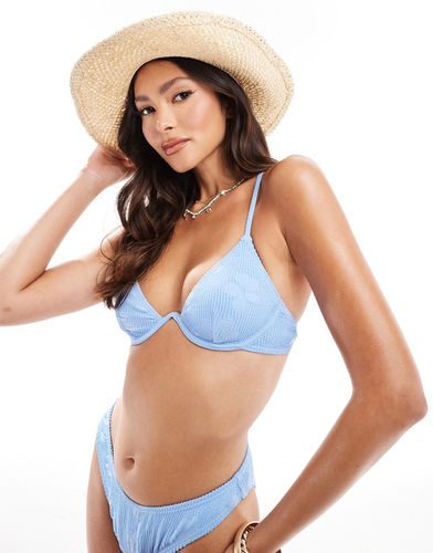 Haut de bikini à armatures en jacquard effet froissé - Bleuet - South Beach - Modalova