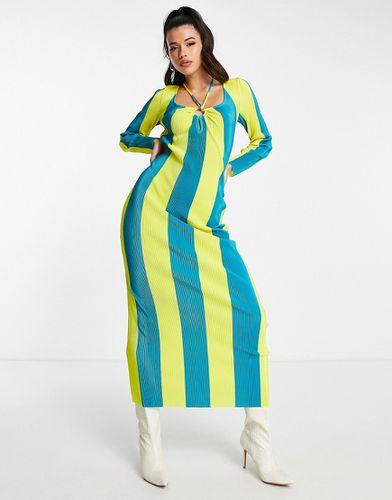 Robe longue à rayures - Bleu et jaune - Something New - Modalova