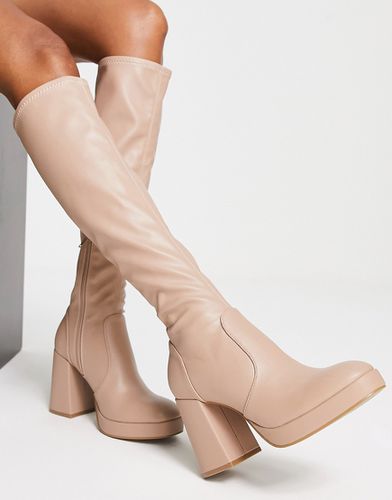 Della - Bottes seconde peau hauteur genou à talon carré - Taupe - Schuh - Modalova