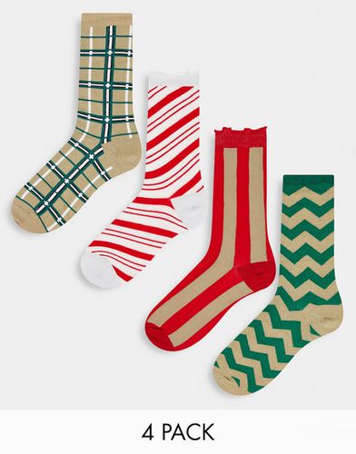 Coffret cadeau de Noël avec 4 paires de chaussettes - Selected - Modalova