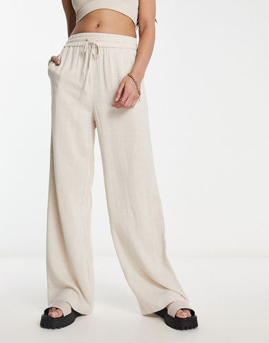 Pantalon casual en imitation lin avec cordon de serrage - Sable - Selected - Modalova