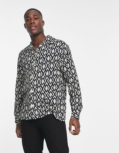 Chemise à manches longues avec col à revers - imprimé géométrique - Selected Homme - Modalova