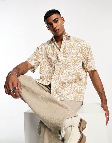 Chemise manches courtes en lin à imprimé palmiers - Selected Homme - Modalova