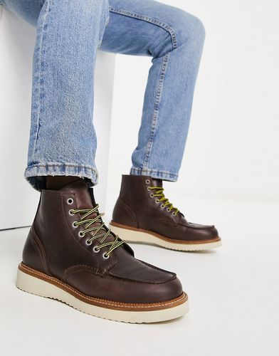 Bottines en cuir à lacets - Fauve - Selected Homme - Modalova