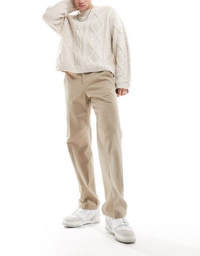 Pantalon ample en sergé - Beige - Selected Homme - Modalova