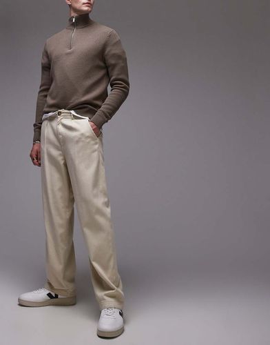 Pantalon ample plissé - Crème - Selected Homme - Modalova