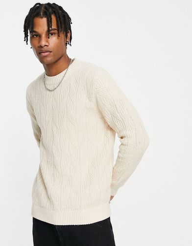 Pull en maille torsadée oversize - Beige - Selected Homme - Modalova