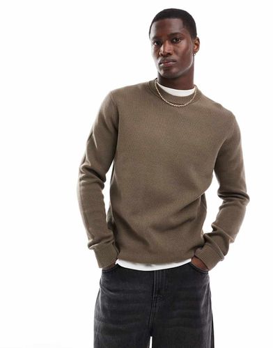 Pull ras de cou texturé - Marron - Selected Homme - Modalova