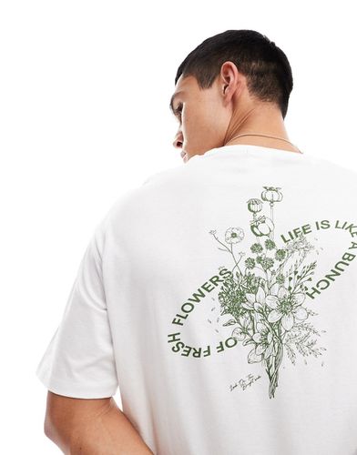 T-shirt oversize à imprimé fleur au dos - Selected Homme - Modalova