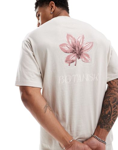 T-shirt oversize avec imprimé fleuri au dos - Beige - Selected Homme - Modalova
