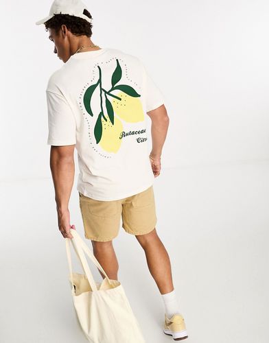 T-shirt oversize imprimé citron au dos - cassé - Selected Homme - Modalova