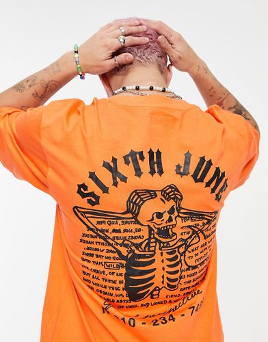 T-shirt oversize avec imprimé squelette au dos - Sixth June - Modalova