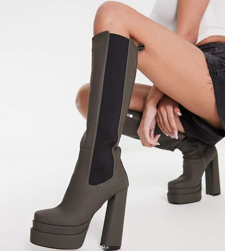 Simmi London - Martha - Pointure large - Bottes à talon et plateforme - olive - Simmi Wide Fit - Modalova