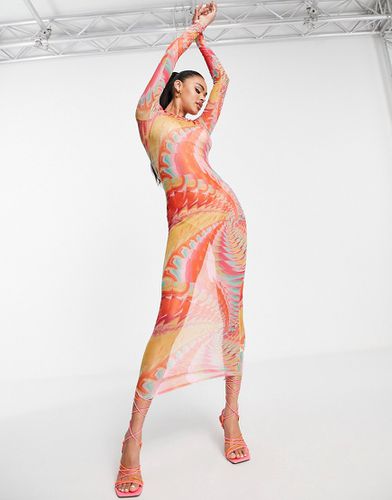 SIMMI - Robe longue transparente à manches longues et imprimé arc-en-ciel abstrait - Simmi Clothing - Modalova