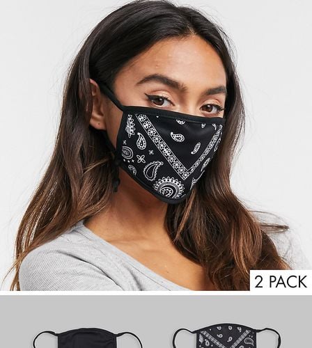 Exclusivité - Lot de 2 masques en tissu ajustables uni et à imprimé bandana - Skinnydip - Modalova