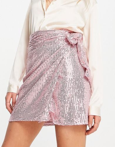 Mini-jupe portefeuille d'ensemble à sequins - Or rose - Style Cheat - Modalova