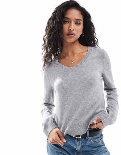 Stradivarius - Pull col en V - Gris - Stradivarius - Modalova