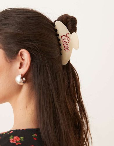 Ida - Grande pince  cheveux avec inscription Ciao Bella  ornements - Crme - Sui Ava - Modalova