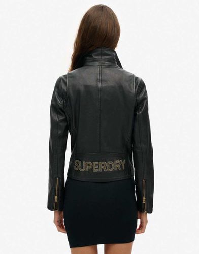 Blouson en cuir style motard à clous - Superdry - Modalova