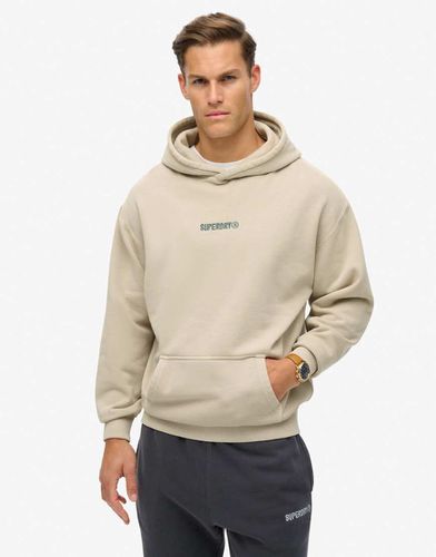 Micro - Sweat à capuche ample avec logo graphique - Gris château - Superdry - Modalova