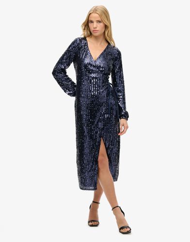 Robe portefeuille longue à sequins - Superdry - Modalova