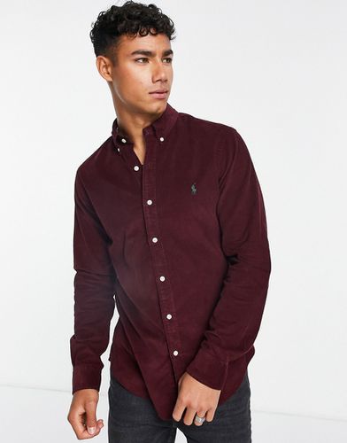 Chemise coupe slim à boutons en velours milleraies avec logo - Bordeaux - Polo Ralph Lauren - Modalova