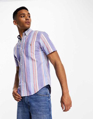 Chemise Oxford coupe ajustée à manches courtes et rayures multicolores - /blanc - Polo Ralph Lauren - Modalova