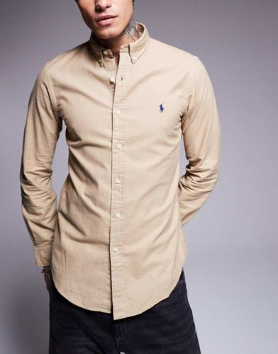 Chemise Oxford ajustée teinte en pièce à logo emblématique - Fauve - Polo Ralph Lauren - Modalova