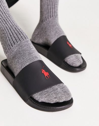 Claquettes avec logo poney rouge - Noir - Polo Ralph Lauren - Modalova