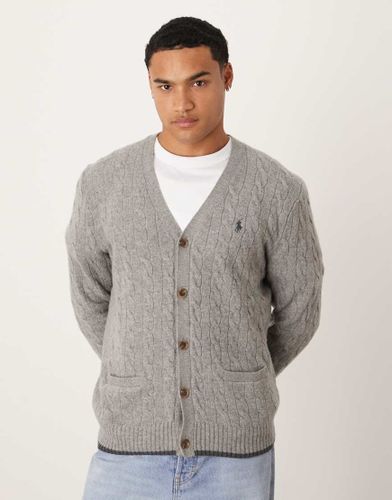 Gilet en maille torsadée de coton à logo emblématique - chiné - Polo Ralph Lauren - Modalova