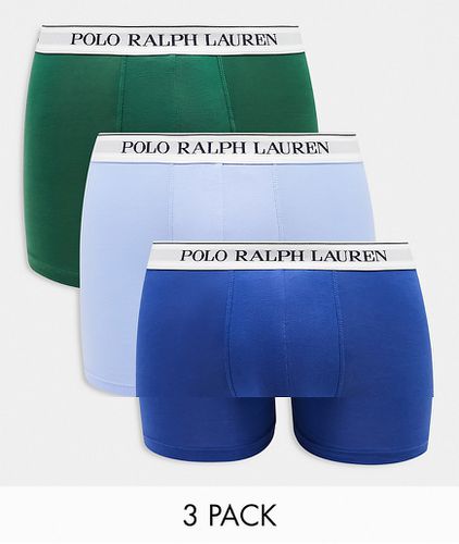 Lot de 3 boxers à bande logo contrastante à la taille - Vert, bleu et bleu marine - Polo Ralph Lauren - Modalova