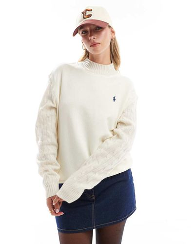 Sweat en maille torsadée avec logo emblématique - Crème - Polo Ralph Lauren - Modalova