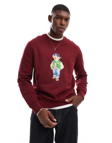 Sweat en polaire à imprimé ours étudiant - Bordeaux - Polo Ralph Lauren - Modalova