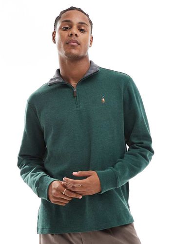 Sweat-shirt en maille jersey avec logo emblématique et col zippé - foncé chiné - Polo Ralph Lauren - Modalova