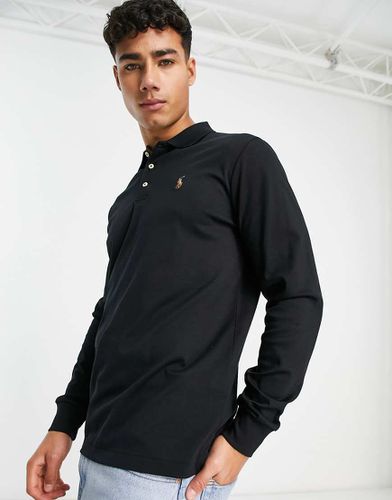 Polo en coton pima avec manches longues et logo emblématique multicolore - Polo Ralph Lauren - Modalova