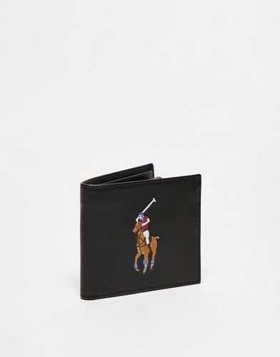 Portefeuille pliant en cuir grainé à grand logo joueur de polo - Noir - Polo Ralph Lauren - Modalova