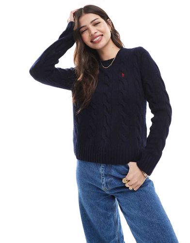 Pull en maille torsadée de laine - Bleu marine - Polo Ralph Lauren - Modalova