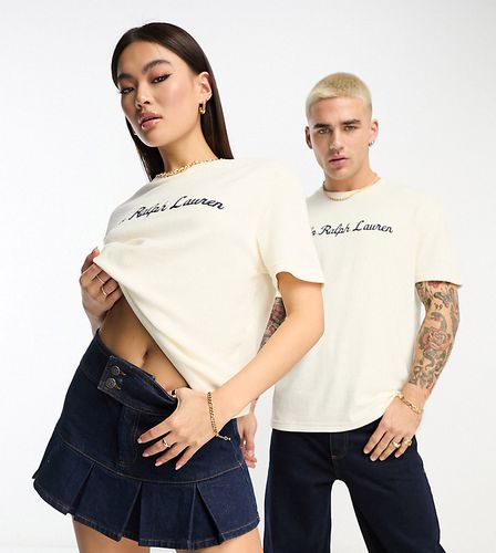 X ASOS - Collaboration exclusive - T-shirt en tissu éponge avec inscription logo sur le devant - Crème - Polo Ralph Lauren - Modalova