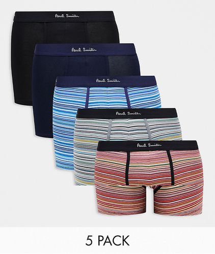 Paul Smith - Lot de 5 boxers à taille griffée - Rayures marine - Ps Paul Smith - Modalova