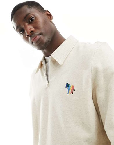 Paul Smith - Sweat à col zippé avec logo zèbre - Crème - Ps Paul Smith - Modalova