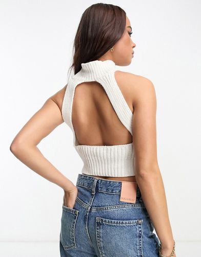 Crop top en maille à col montant - sable - Pacsun - Modalova