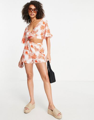 Short d'ensemble à imprimé fleurs tropicales - Orange - Parisian - Modalova