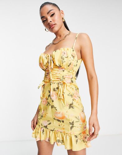 Robe courte à imprimé fleuri avec lanières dans le dos - Parisian - Modalova