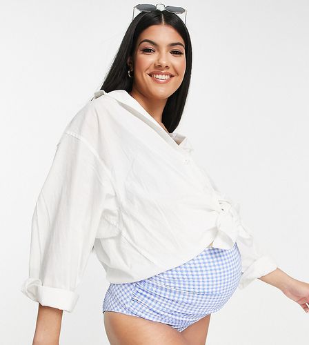 Maternity - Exclusivité - Bas de bikini taille haute texturé à carreaux vichy - Peek & Beau - Modalova