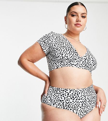 Exclusivité - Mix and Match - Bas de bikini taille haute - Blanc à pois - Peek & Beau Curve - Modalova