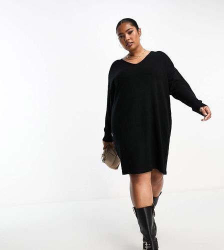 Pieces Curve - Robe pull courte  col en V - Noir - Pieces Plus - Modalova