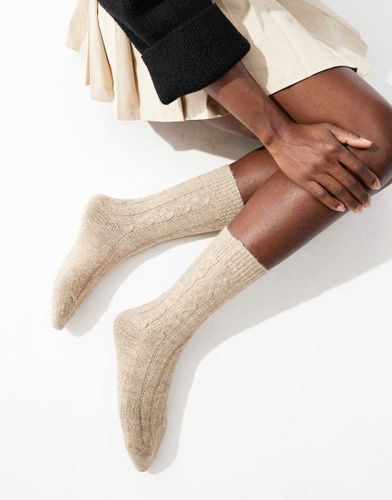 Chaussettes confort en maille côtelée - Beige - Pieces - Modalova