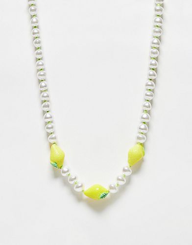 Collier ras de cou avec perles et citrons - Ivoire - Pieces - Modalova