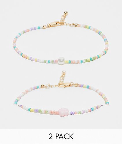 Lot de 2 bracelets de cheville avec petites perles et breloques - Pieces - Modalova