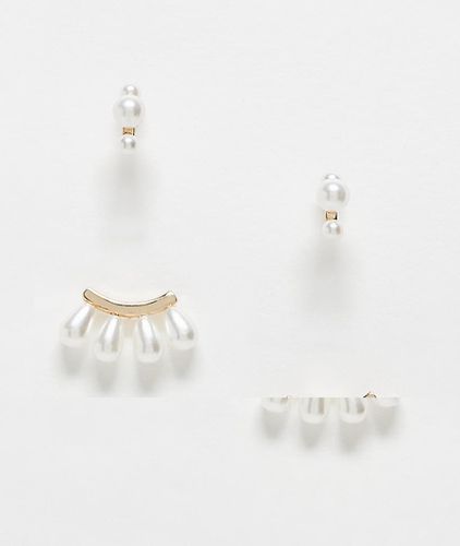 Lot de 2 paires de boucles d'oreilles avec perles nacrées - Pieces - Modalova